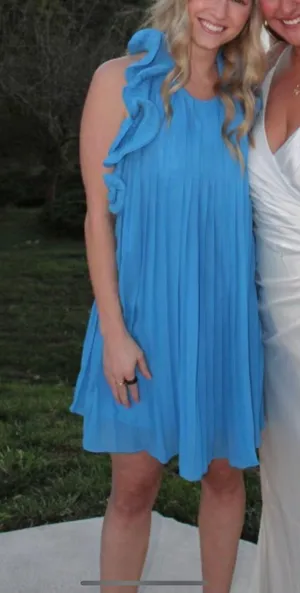 Blue Ruffle Open Back Mini Dress  thumbnail 1