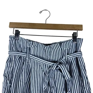 Abercrombie & Fitch Paperbag Stripe Shorts Navy White Coastal High Rise Size M thumbnail 2