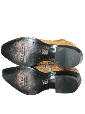 J.B. Dillon Turquoise Leather Cutout Pointed Toe boots Western Coastal Cowgirl 7 thumbnail 7
