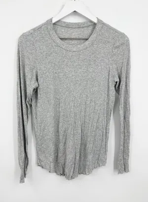 Aerie Gray Long Sleeve Real Soft Shirt Size Small Loungewear thumbnail 1