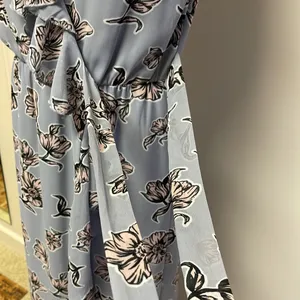Japna Blue Pink Floral Maxi Faux Wrap Dress Lined to above the knee size M thumbnail 4