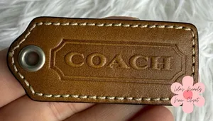 Vintage COACH y2k Brown Red Fob Bag Charm Hang tag Hangtag thumbnail 1