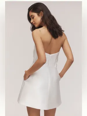 Watters Brie Strapless Embellished Pearl Floral A-Line Mini Dress thumbnail 2