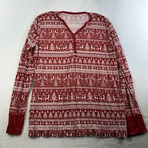 Little‎ Sleepies L XL Reindeer Cheer Pajama Set Holiday Collection Bamboo Red thumbnail 4