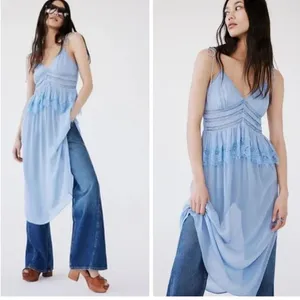 NWOT Free People Women’s Intimately x Revolve Kiki Slip in Chambray Blue thumbnail 6