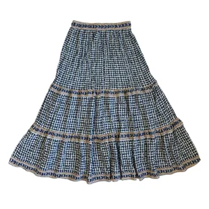 Max‎ Studio London Navy Blue White Geometric Tiered Maxi Skirt XS NWT 5702Q16 thumbnail 4