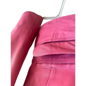 Vintage Pamela McCoy Collections Leather Fuchsia Blazer Jacket S thumbnail 2