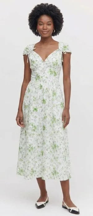NWT Hill House Lucille Midi in Sweet Peas Floral Cotton Shirt Dress XS thumbnail 1
