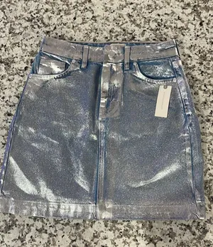 Anthropologie Sparkling Coated Denim Skirt thumbnail 1