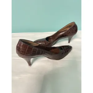Vintage 7.5A Brown Alligator Crocodile Women's Shoes‎ S-253 thumbnail 6