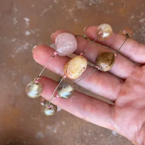 Beautiful wire stone beaded layered pastel color necklace thumbnail 4