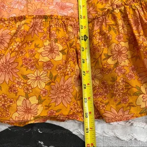 American Eagle Orange Floral Babydoll Mini Dress Sz XS Cottagecore Beach Light thumbnail 13
