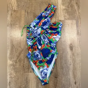 ZARA body kwiatowe bodysuit One-Shoulder Green Floral Small thumbnail 3