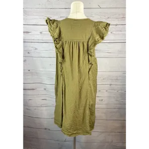Anthropologie Pilcro Flutter Sleeve Button Front Tunic Dress Women’s Large thumbnail 4