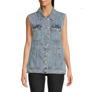 NWT Amanda Uprichard Greyson Denim Vest Rhinestone Button Sleeveless XS $180‎ thumbnail 2
