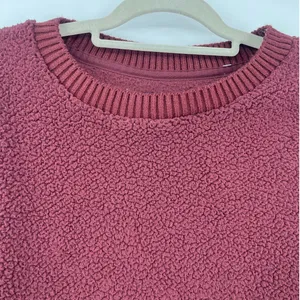 Abercrombie & Fitch Sherpa Womens Top Sz M Cozy Preppy Burgundy Athleisure Soft thumbnail 3