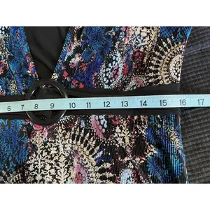 Bohemian Paisley/Medallion Print Crinkle‎ Material Faux belt Blouse size Measure thumbnail 6