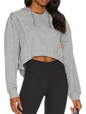 Nike Dri-Fit Ribbed Cotton Fleece Lounge Cropped Training Hoodie size large thumbnail 2