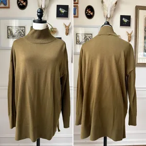 Loft Artichoke Green Mock Neck Fine Gauge Knit Sweater M thumbnail 2
