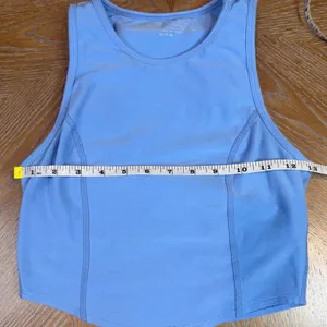 Beyond‎ Yoga Spacedye Cropped Motivate Tank Top Built in Bra Light Blue Size XS thumbnail 6