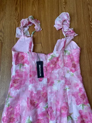Pretty Little Thing floral tie front frill maxi dress thumbnail 16