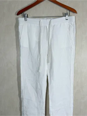 Standard James Perse Women’s 100% Linen Pants Drawstring Minimalist White 2/US 6 thumbnail 2