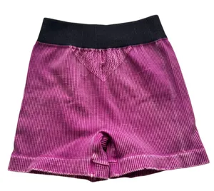 Free People Movement Ribbed Biker Shorts Mauve Acid Wash Black Waistband XS thumbnail 1