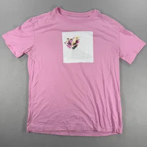 Vtg Pink Graphic T-Shirt Flower Sneaker Art Print Short Sleeve Cotton Blend Tee thumbnail 1