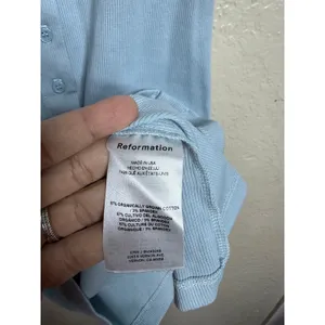 Reformation Raelynn Knit Mini Dress size S Light Blue Button Front Short Sleeve thumbnail 5