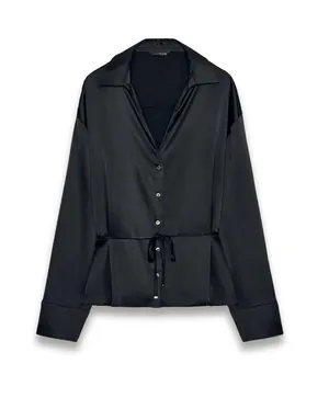 Zara satin effect blouse with thin belt thumbnail 1
