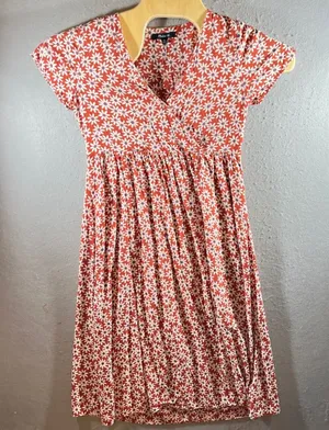 1145 | Madewell Floral Daisy Faux Wrap Viscose Midi Dress‎ Rust Orange Women XXS thumbnail 1