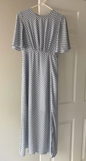 Who What Wear Light Blue Polka Dot Maxi Dress thumbnail 1