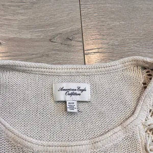 American Eagle‎ Knit Top Fringe Trim Cream Crochet Bohemian Size XSmall XS thumbnail 3
