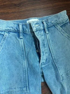 Abercrombie & Fitch blue denim cargo jeans Size 25" #denim #highwaisted Barely warn Thick soft material thumbnail 3