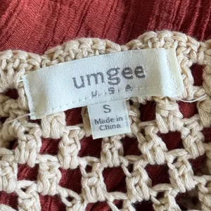 Umgee Rust Crochet‎ Fringe Batwing Top Boho V-Neck Lightweight Blouse Small thumbnail 4