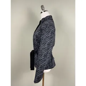 Sandro Zebra Print Blazer Gray & Black Belted Jacket Sz Lg thumbnail 2