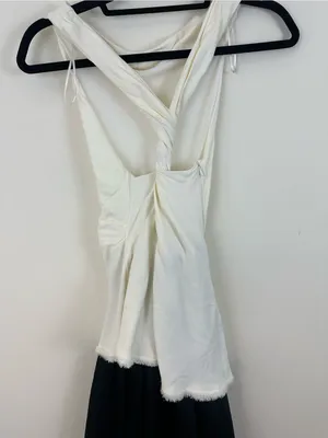 Zara Asymmetrical Draped Twist Open Back Maxi Dress Black and Cream Size Small thumbnail 5