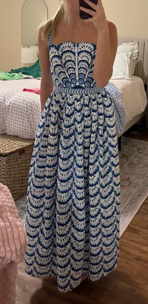 Crown & Ivy Blue and White Maxi Dress thumbnail 1