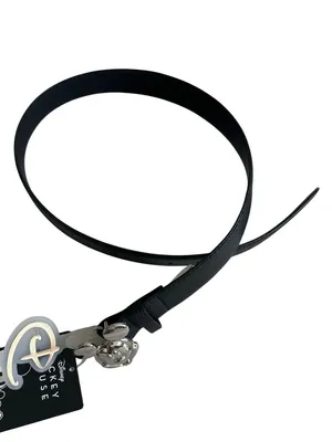 DISNEY Mickey Mouse Women's Silver Black Logo Belt Size Small NEW NWT thumbnail 2