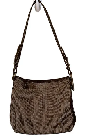 Women's The SAK Knit Khaki Shoulder Bag with Leather Strap‎ thumbnail 1