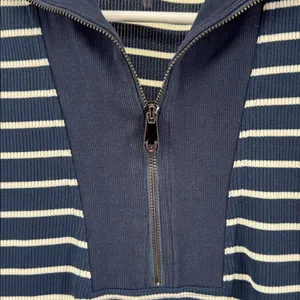 Entro Navy and White Striped Mini Dress sleeveless ribbed coastal nautical M thumbnail 6