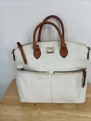 Dooney & Bourke Pebble Grain Domed Satchel White Purse Bag thumbnail 1
