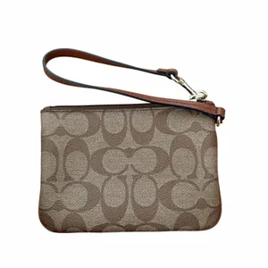 Coach Brown Leather Monogram Wristlet Wallet thumbnail 3