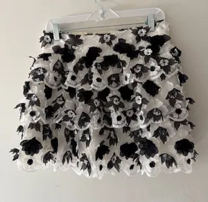 Alice + Olivia "Margarita" Tiered Floral Appliqué Mini Skirt thumbnail 1