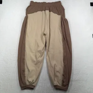 Boho Slouchy Sz L Harem Barrel Joggers Khaki Ribbed Colorblock Streetwear Fisoew thumbnail 7