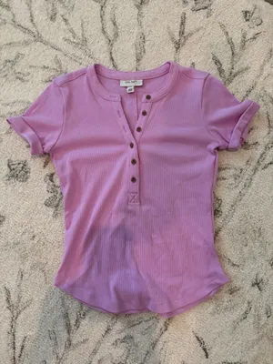 ON 34th Ribbed Henley Tee – Lavender Pink | Women’s XXS | Like New thumbnail 2