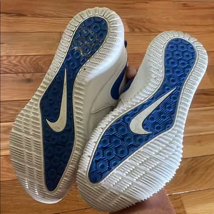 Nike White Volleyball Sneakers with Blue Accents size W9 thumbnail 4