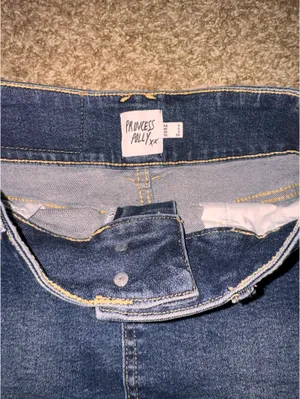 Princess Polly Faya Low Rise Denim Mini Skirt Dark Blue thumbnail 3