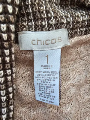 Chico's Metallic Cable Knit Ruffle Cardigan​ Size 1 thumbnail 4