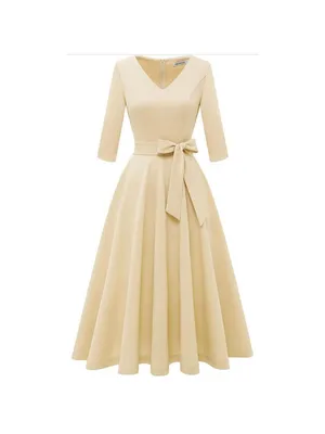 NEW Vintage Tea Dress Cocktail Midi 3/4 Sleeves w/ Pockets 3X thumbnail 2